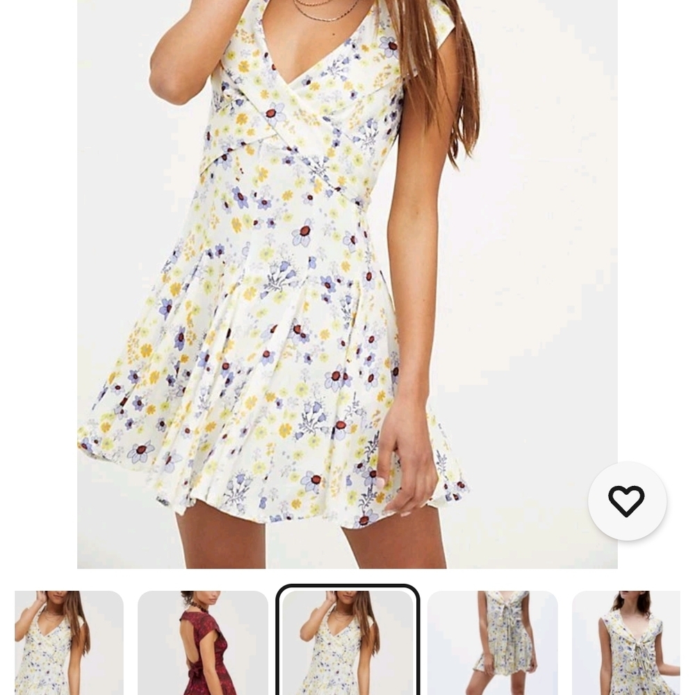 Free People Floral Mini Dress in White, Yellow, and Purple